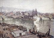 Camille Pissarro, The Stone Bridge in Rouen,dull weather